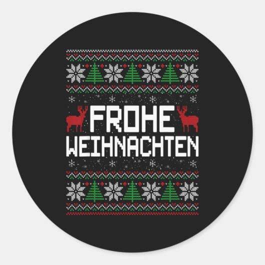 Frohe Weihnachten German Merry Christmas Holidays  ラウンドシール (正面)