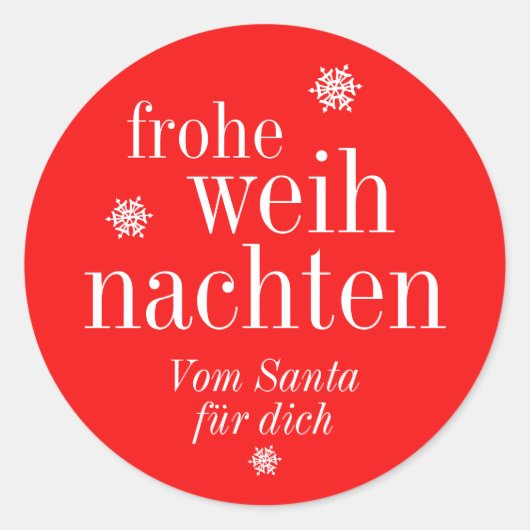 Frohe Weihnachten Merry Christmas German  ラウンドシール (正面)