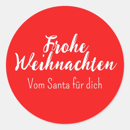 Frohe Weihnachten Merry Christmas in German  ラウンドシール (正面)