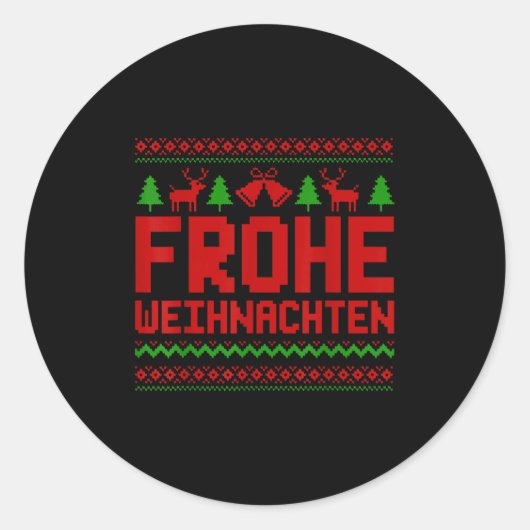 Frohe Weihnachten Merry Christmas In German Funny  ラウンドシール (正面)