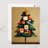 Frohe Weihnachten. Moderner Tannbaum im Kubismus. ポストカード (正面/裏面)