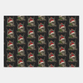 Frohe Weihnachten Totenschädel Stern Banner Mütze ラッピングペーパーシート (正面2)