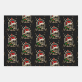 Frohe Weihnachten Totenschädel Stern Banner Mütze ラッピングペーパーシート