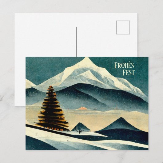 Frohes Fest. Weihnachtskarte mit Art Deco Motiv ポストカード (正面/裏面)