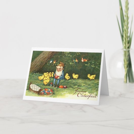 Frohes Osterfest! ヴィンテージのドイツ人のイースターカード シーズンカード (正面)