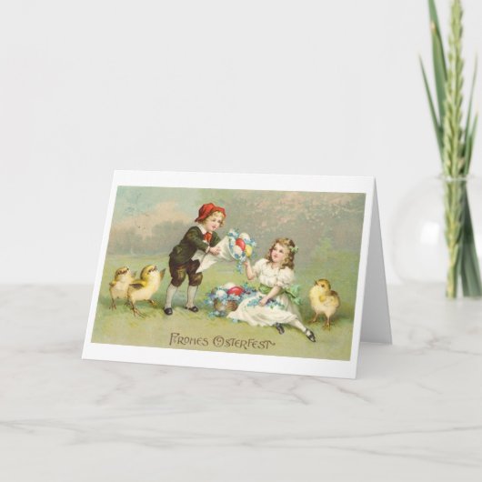 Frohes Osterfest! ヴィンテージのドイツ人のイースターカード シーズンカード (正面)