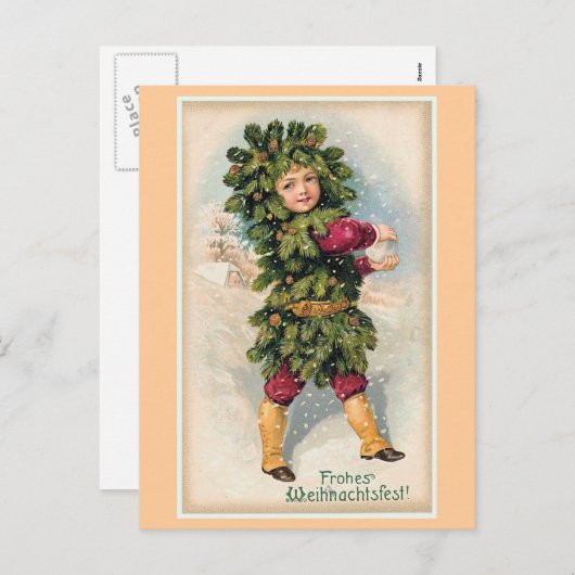 "Frohes Weihnachtsfest"のヴィンテージのクリスマス シーズンポストカード (正面/裏面)