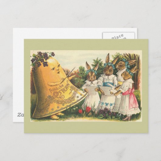 Fröhliche Osternのヴィンテージのイースターのウサギ シーズンポストカード (正面/裏面)