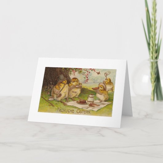 Frohliche Ostern! ヴィンテージのドイツ人のイースターカード シーズンカード (正面)
