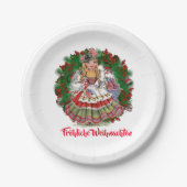 Fröhliche Weihnのメリークリスマスのドイツのレトロの人形 ペーパープレート (正面)