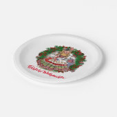 Fröhliche Weihnのメリークリスマスのドイツのレトロの人形 ペーパープレート (アングル)