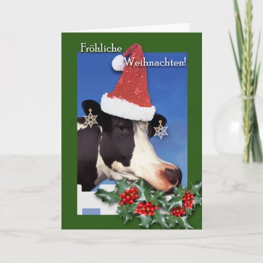 Frohliche Weihnachen、ドイツのクリスマス、Cow シーズンカード (正面)