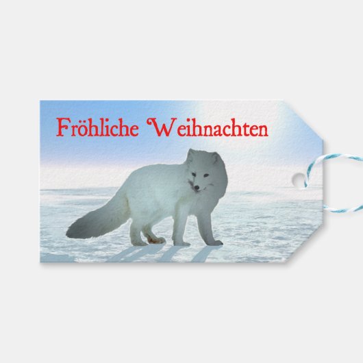 Frohliche Weihnachen – 北極キツネ ギフトタグ (正面(横))
