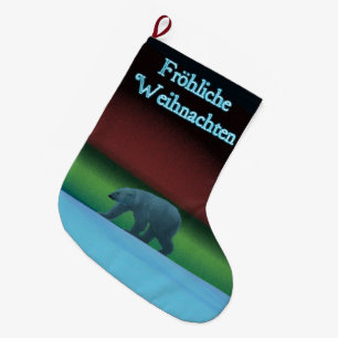 Frohliche Weihnachen – 極光ポーラベア ラージクリスマスストッキング