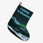 Frohliche Weihnachen -静か Night ラージクリスマスストッキング (正面 (吊り時))