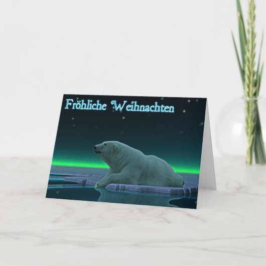 Frohliche Weihnachen - Ice Edge Polar Bear シーズンカード (正面)