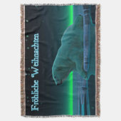 Frohliche Weihnachen - Ice Edge Polar Bear スローブランケット (正面縦)