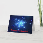 Frohliche Weihnachen - Night Sky シーズンカード<br><div class="desc">夜描写の空のフラクタル。青い空に多くの星。ドイツの読文字「Frohliche Weihnachen」は赤で表示される。</div>