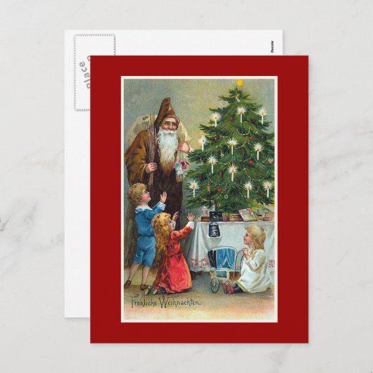 Frohliche Weihnachtenのヴィンテージのクリスマス シーズンポストカード (正面/裏面)