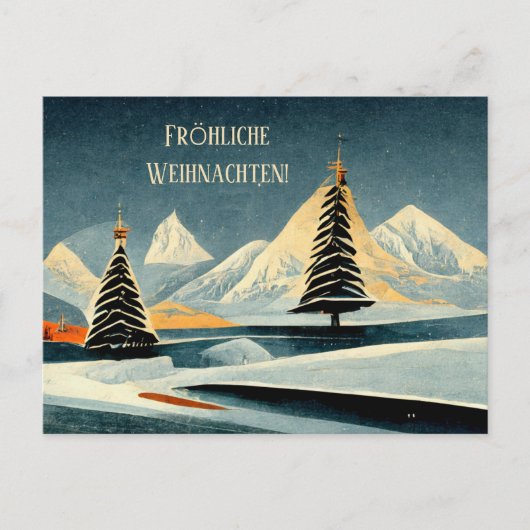 Fröhliche Weihnachten Art deco Karte ポストカード (正面)