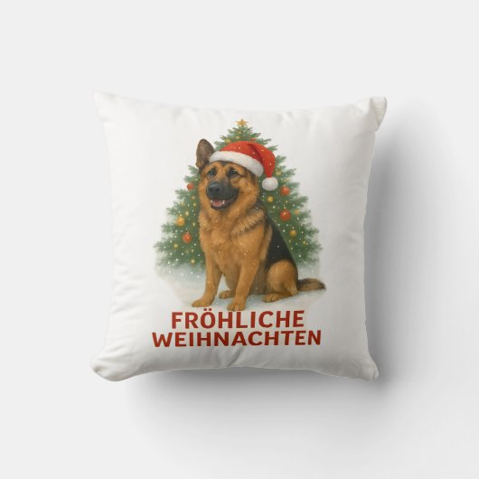 Fröhliche Weihnachten Schäferhund weihnachtshund クッション (正面)