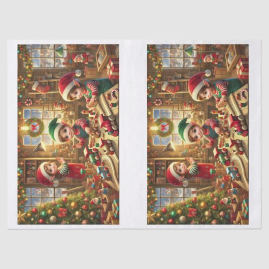 Fröhliche Weihnachtswerkstatt mit Elfen beim Spiel 薄葉紙 (正面)