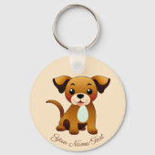 Fröhlicher, brauner Hund, sitzend -  キーホルダー (正面)