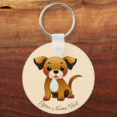 Fröhlicher, brauner Hund, sitzend -  キーホルダー (裏面)