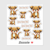 Fröhlicher, brauner Hund, sitzend -  シール (シート)