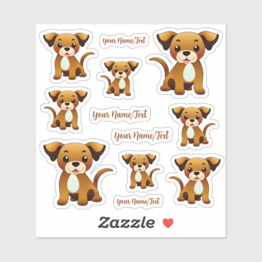 Fröhlicher, brauner Hund, sitzend -  シール (シート)