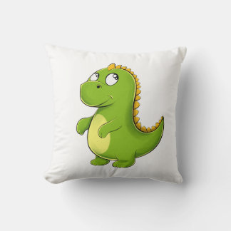 Fröhlicher Grüner Dino クッション