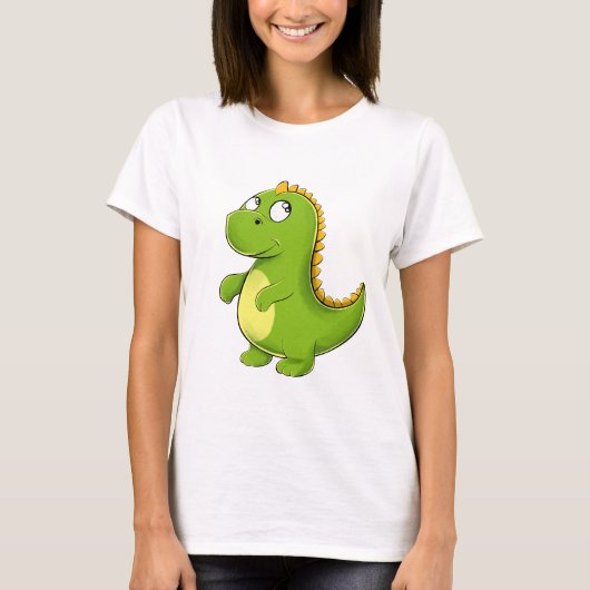 Fröhlicher Grüner Dino Tシャツ (正面)