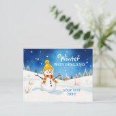 Fröhlicher Schneemann - Abendstimmung im Schnee | ポストカード (スタンド正面)