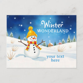 Fröhlicher Schneemann - Abendstimmung im Schnee | ポストカード