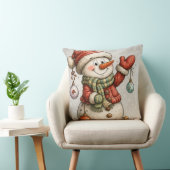 Fröhlicher Schneemann mit Weihnachtskugeln クッション (椅子)
