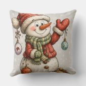 Fröhlicher Schneemann mit Weihnachtskugeln クッション (裏面)