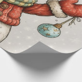Fröhlicher Schneemann mit Weihnachtskugeln ラッピングペーパー (角)