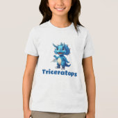 Fröhlicher Triceratops für kleine Dino-Fans トライブレンドＴシャツ (正面)