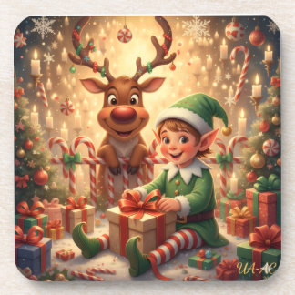Fröhlicher Weihnachts-Elf & Rentier コースター