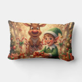 Fröhlicher Weihnachts-Elf & Rentier ランバークッション (裏面)