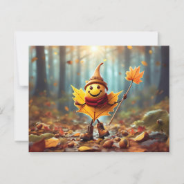 Fröhliches Männlein als Herbstblatt ポストカード