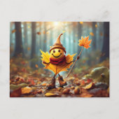 Fröhliches Männlein als Herbstblatt ポストカード (正面)