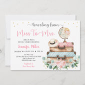 From 恋しく思 To Mrsピンクフローラ旅行ブライダルシャワー 招待状 (正面)