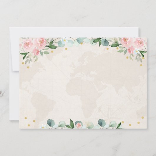 From 恋しく思 To Mrsピンクフローラ旅行ブライダルシャワー 招待状 (裏面)