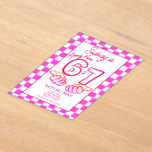 From 6 to 7 Meme Birthday Checkerboard Invitation アクリル招待状 (レイダウン)