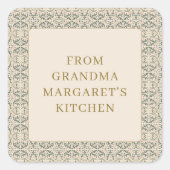 From Grandmas Kitchen Personalized Name Botanical スクエアシール (正面)