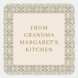 From Grandmas Kitchen Personalized Name Botanical スクエアシール