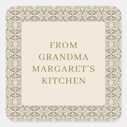 From Grandmas Kitchen Personalized Name Botanical スクエアシール (正面)