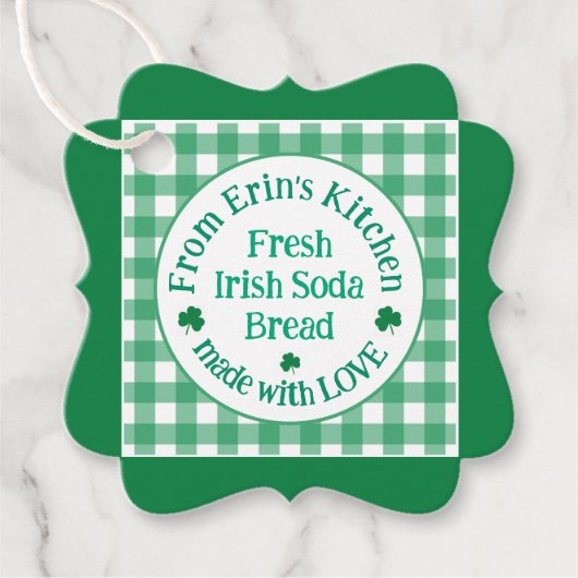 From NAME Kitchen Made with Love Irish Green Check フェイバータグ (正面)