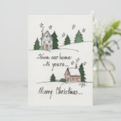 "From Our Home"グリーティングヴィンテージホーム水彩 シーズンカード (スタンド正面)
